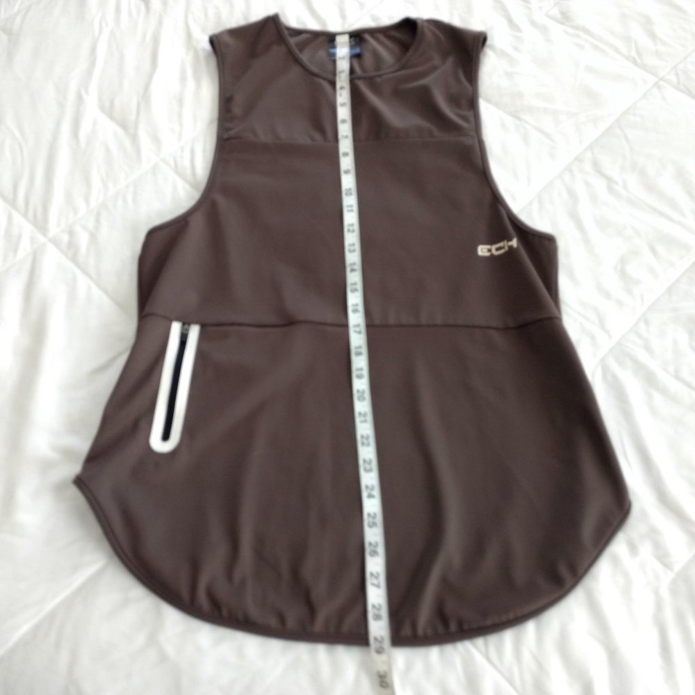 ECHT Tank Men's M Brown Muscle Fit Scoop Neck Pocket Round Hem Logo Pullover - Picture 13 of 13